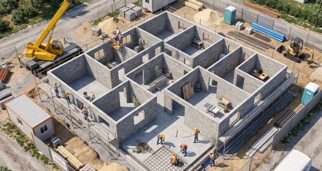 premiere installation vétérinaire - chantier en phase gros oeuvre - la solution vétérinaire par tci